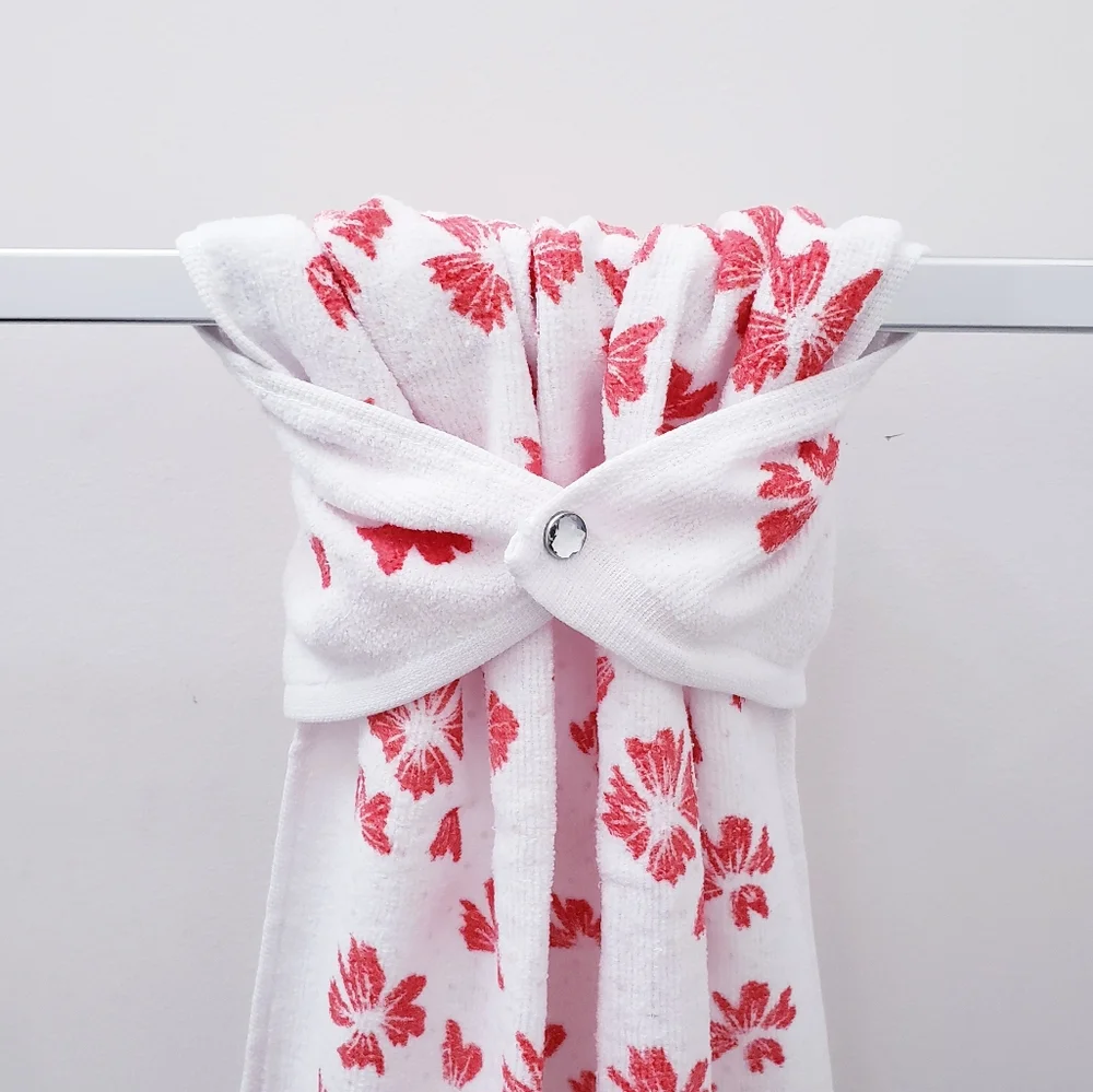 #9037-D ■NEW! FLORAL Hang'N'Snap Hand Towel🤍Select Plastic snap🤍